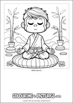 Free printable monkey colouring page. Colour in Nellie Sprout.