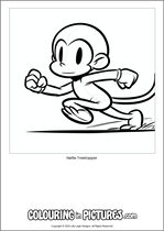 Free printable monkey themed colouring page of a monkey. Colour in Nellie Treetopper.
