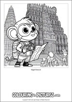 Free printable monkey themed colouring page of a monkey. Colour in Nigel Rascal.