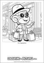 Free printable monkey themed colouring page of a monkey. Colour in Ollie Gigglegibber.