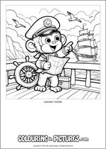 Free printable monkey themed colouring page of a monkey. Colour in Ophelia Twinkle.