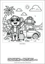 Free printable monkey themed colouring page of a monkey. Colour in Oscar Berry.