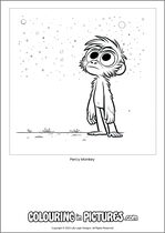 Free printable monkey themed colouring page of a monkey. Colour in Percy Monkey.