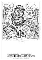 Free printable monkey colouring page. Colour in Peter Caper.