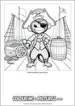 Free printable monkey colouring page. Colour in Pirate Monkey Adventure.