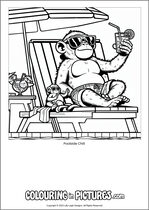 Free printable monkey themed colouring page of a monkey. Colour in Poolside Chill.