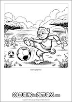 Free printable monkey themed colouring page of a monkey. Colour in Quincy Sprout.