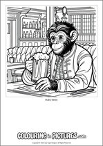 Free printable monkey themed colouring page of a monkey. Colour in Ruby Sway.