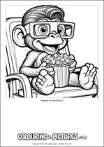 Free printable monkey themed colouring page of a monkey. Colour in Sophie Acornantics.