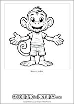 Free printable monkey themed colouring page of a monkey. Colour in Spencer Leaper.