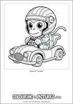 Free printable monkey themed colouring page of a monkey. Colour in Spencer Tumble.