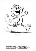 Free printable monkey themed colouring page of a monkey. Colour in Timmy Leaper.