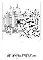Free printable monkey themed colouring page of a monkey. Colour in Timmy Sway.