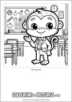 Free printable monkey themed colouring page of a monkey. Colour in Toby Bounce.