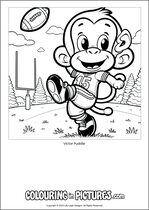 Free printable monkey themed colouring page of a monkey. Colour in Victor Puddle.