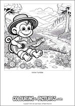 Free printable monkey themed colouring page of a monkey. Colour in Victor Tumble.