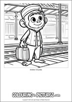 Free printable monkey themed colouring page of a monkey. Colour in Walter Chuckle.