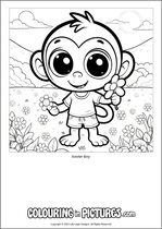 Free printable monkey themed colouring page of a monkey. Colour in Xavier Boy.