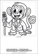 Free printable monkey themed colouring page of a monkey. Colour in Xavier Palm.