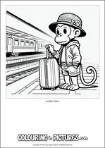 Free printable monkey themed colouring page of a monkey. Colour in Yvette Palm.