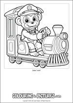 Free printable monkey colouring page. Colour in Zeke Twist.
