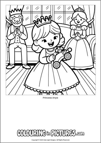 Free printable princess colouring in picture of Princess Anya