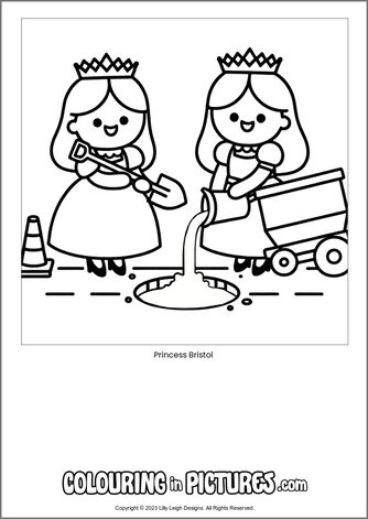 Free printable princess colouring in picture of Princess Bristol