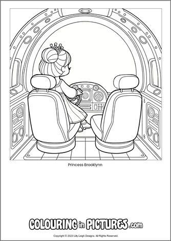 Free printable princess colouring in picture of Princess Brooklynn
