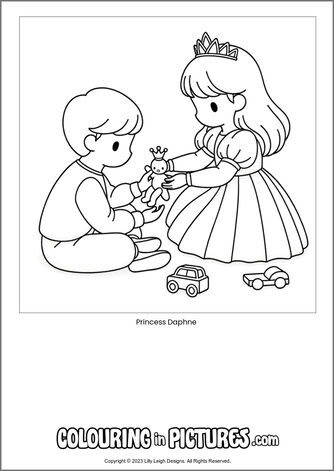 Free printable princess colouring in picture of Princess Daphne