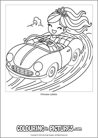 Free printable princess colouring in picture of Princess Julieta