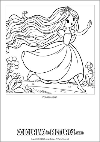 Free printable princess colouring in picture of Princess Lana