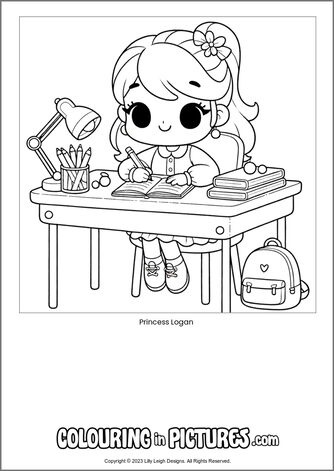 Free printable princess colouring in picture of Princess Logan