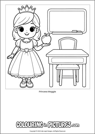 Free printable princess colouring in picture of Princess Maggie