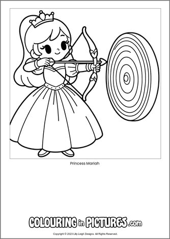 Free printable princess colouring in picture of Princess Mariah