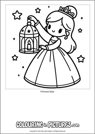 Free printable princess colouring in picture of Princess Skye