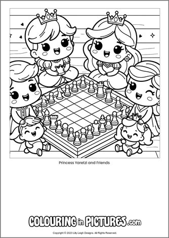 Free printable princess colouring in picture of Princess Yaretzi and Friends