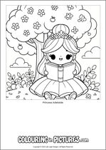 Free printable princess themed colouring page of a princess. Colour in Princess Adelaide.