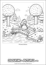 Free printable princess themed colouring page of a princess. Colour in Princess Adriana.