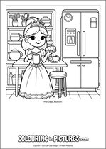 Free printable princess themed colouring page of a princess. Colour in Princess Alayah.