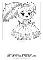 Free printable princess themed colouring page of a princess. Colour in Princess Alyssa.