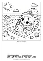 Free printable princess themed colouring page of a princess. Colour in Princess Angelina.