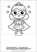 Free printable princess themed colouring page of a princess. Colour in Princess Annabelle.