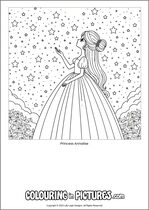 Free printable princess themed colouring page of a princess. Colour in Princess Annalise.
