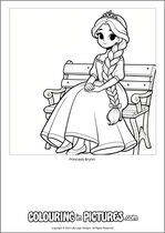 Free printable princess themed colouring page of a princess. Colour in Princess Brynn.