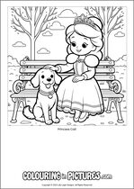 Free printable princess themed colouring page of a princess. Colour in Princess Cali.