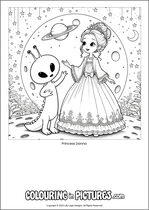 Free printable princess themed colouring page of a princess. Colour in Princess Danna.