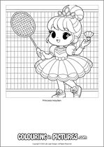 Free printable princess themed colouring page of a princess. Colour in Princess Hayden.