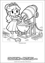 Free printable princess themed colouring page of a princess. Colour in Princess Laura.