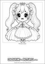 Free printable princess colouring page. Colour in Princess Lauren.