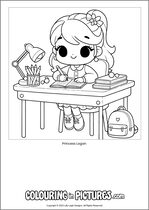 Free printable princess themed colouring page of a princess. Colour in Princess Logan.